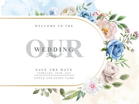 Wedding invitation with beautiful floral watercolor vector
