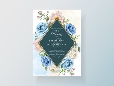 Wedding invitation with beautiful floral watercolor vector