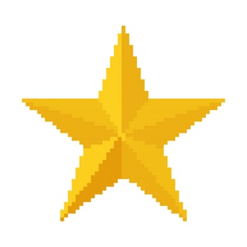 Gold star, 8 bit pixel. vector illustration