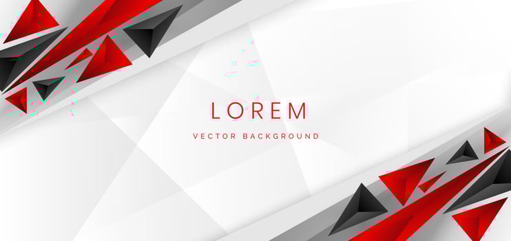 Abstract template red and black triangles layered on white background. vector