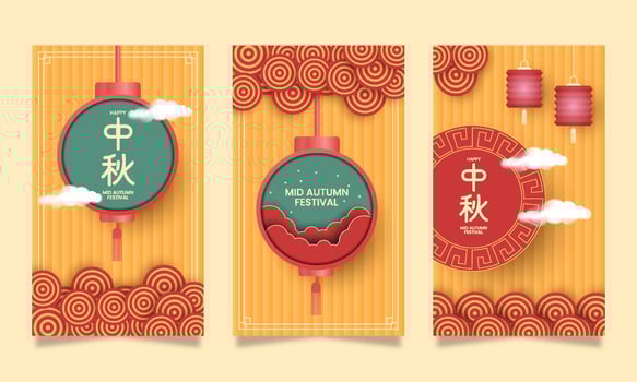 Happy mid autumn festival posters background vector