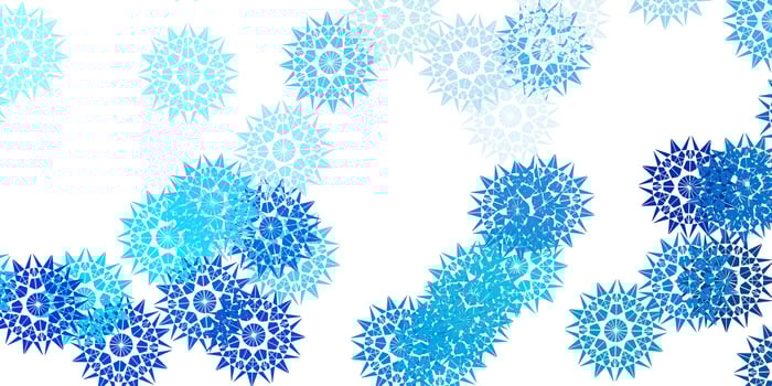 Light BLUE vector doodle template with flowers.