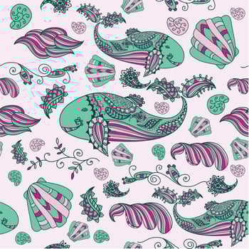 Collection of doodle sea and marine patterns. vector