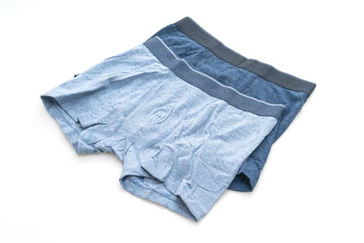 Blue men's underwear isolated on white background photo