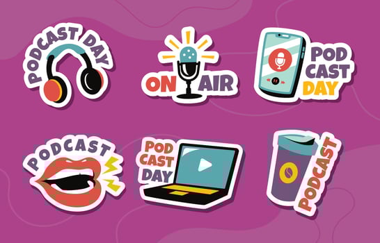 Podcast Day Stickers vector