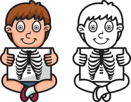 colorful and black and white x-ray for coloring book vector