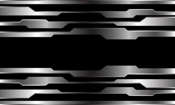 Abstract silver line cyber circuit on black vector