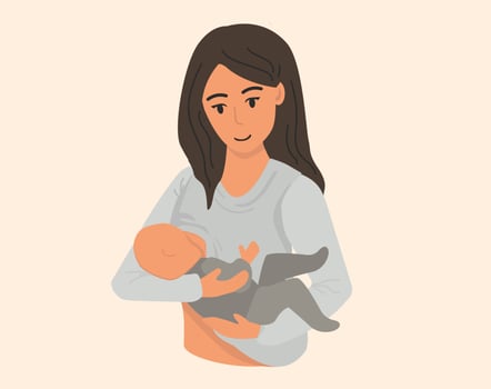 Mother breastfeeding her baby. vector