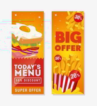 set of poster offer delicious fast food vector