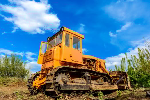 Industrial building construction site bulldozer photo