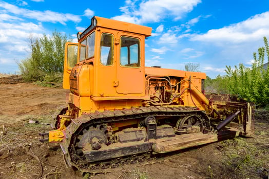 Industrial building construction site bulldozer photo