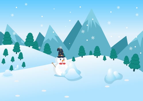 Christmas Winter Landscape and New Year Background Vector Illustration
