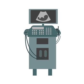Ultrasound machine. Ultrasonic device. Medical diagnostic equipment. vector
