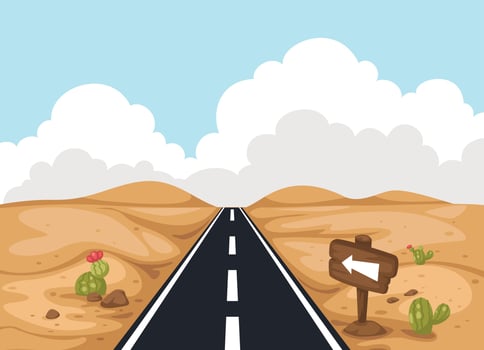 Desert landscape with road vector