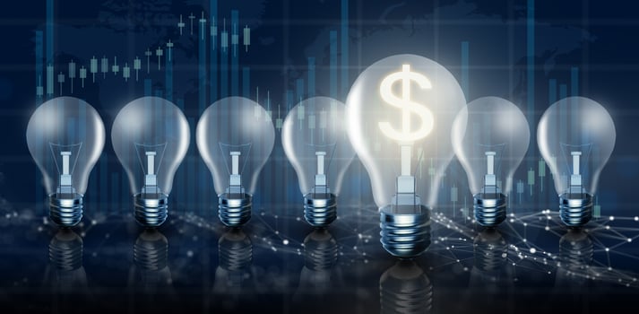 Money making idea and Growth of dollar exchange rate Concept. photo