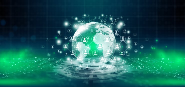 People network and global communication concept Business technology. photo