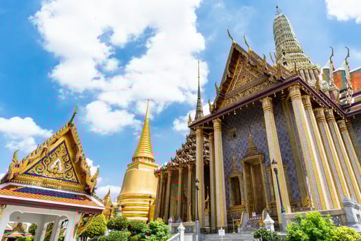 Temple of the Emerald Buddha and the grand palace in Bangkok, Thailand photo