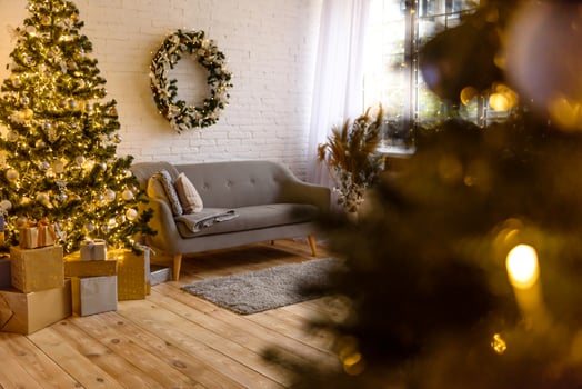 Beautiful holdiay decorated room photo