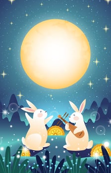 Glowing Mid Autumn Festival Concept vector