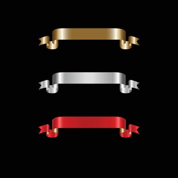 Ribbon Set In Isolated For Celebration, luxury golden ribbon set vector