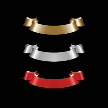 Ribbon Set In Isolated For Celebration, luxury golden ribbon set vector