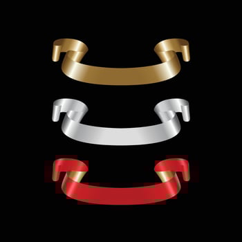 Ribbon Set In Isolated For Celebration, luxury golden ribbon set vector