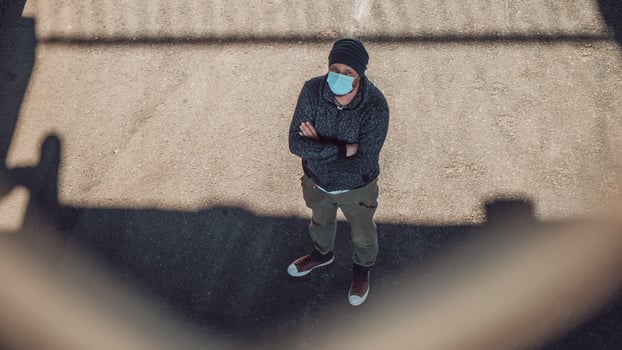 Hipster Man In A Medical Mask For Protection photo