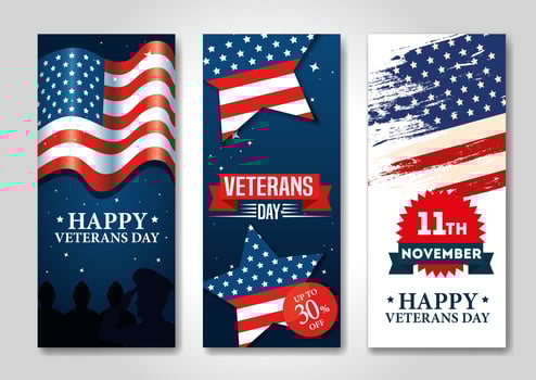 set poster of veterans day celebration vector