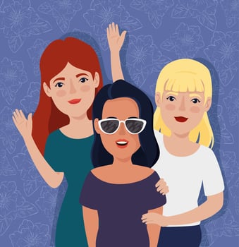 meeting of beautiful women avatar character vector