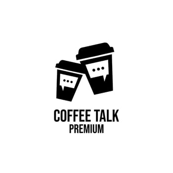 Premium coffee talk simple black logo design isolated background vector