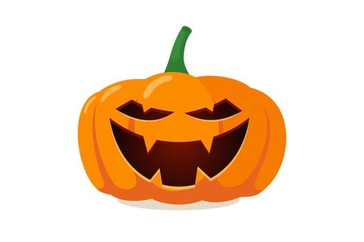 Scary spooky pumpkin jack o lantern with creepy ghost smile vector