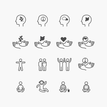 Peace icons flat line design vector Set. relax good think good life