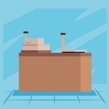 Shopping cash register and scale vector design