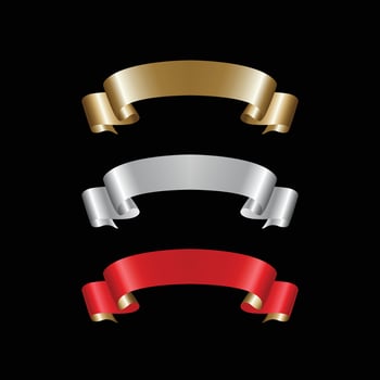 Ribbon Set In Isolated For Celebration, luxury golden ribbon set vector