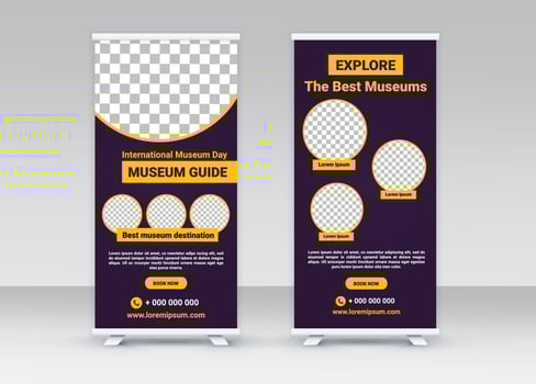 International Museum Day. Standee banner design. Editable template. vector