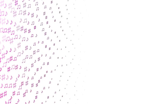 Light Pink vector background with music symbols.