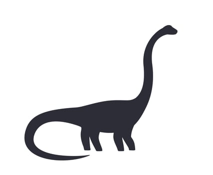dinosaur, diplodocus silhouette isolated on white vector