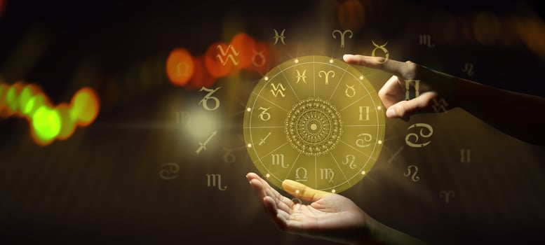 Zodiac sign wheel of fortune. Astrology concept. photo