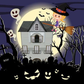 Happy Halloween with Haunted Mansion vector
