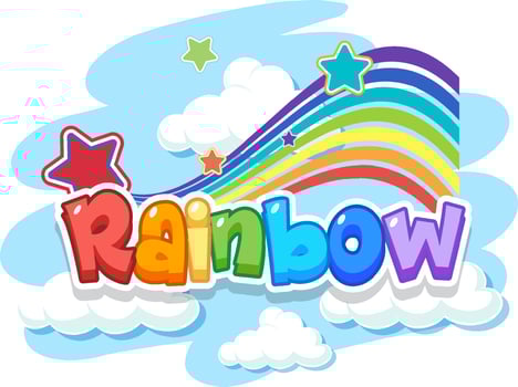 Rainbow word logo in the sky vector