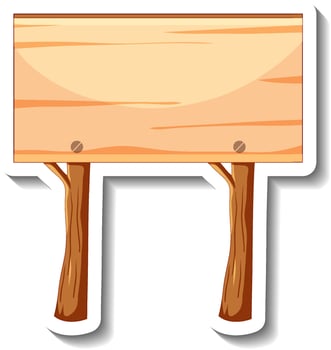 A sticker template with empty wooden sign isolated vector