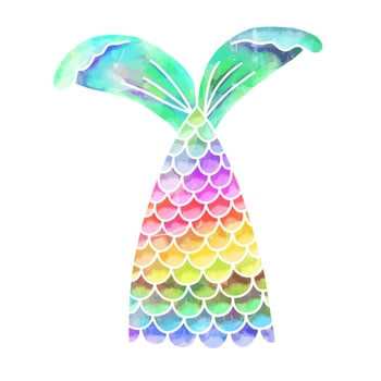 Watercolor Mermaid Fish Tail vector