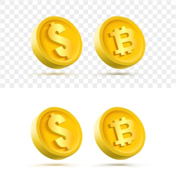 3d gold coin isolated set vector
