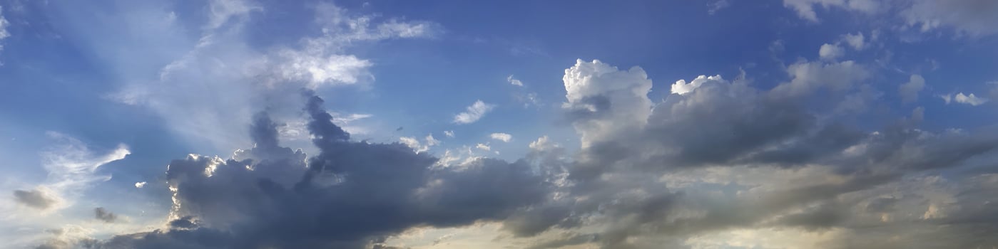 Vibrant color panoramic sky with cloud on a sunny day. photo