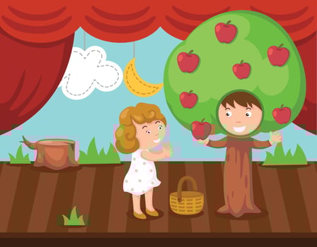Children doing stage drama vector