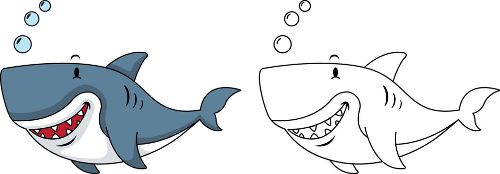 Illustration of educational coloring book-shark vector