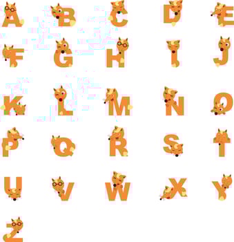 Alphabet a-z fox,vector vector