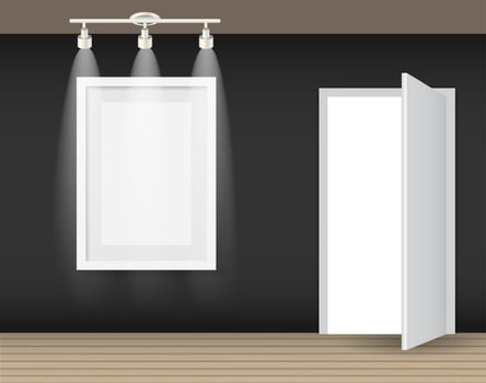 Frame on Wall for Your Text and Images, Vector Illustration