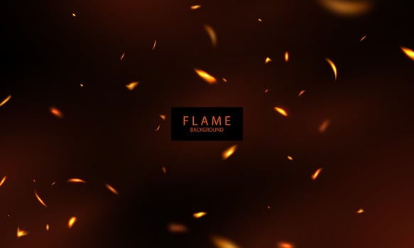 Burning red hot sparks realistic fire flames abstract background vector