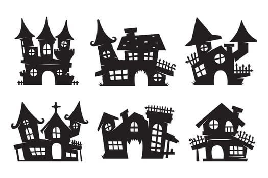 Ghost house vector. ghost castle silhouette vector